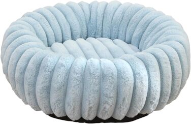 М'яке ліжко для собак Mateju Donut, плюшеве, для котів та собак, з антиковзною основою, смугастий стиль, для середніх та маленьких собак (блакитний, 70см)