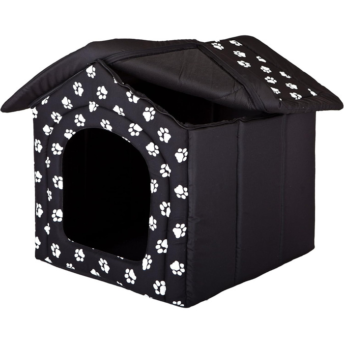 Будиночок для собак і котів HobbyDog XL чорний із лапками, знімний дах, для середніх порід, для дому, 60x55x60 см