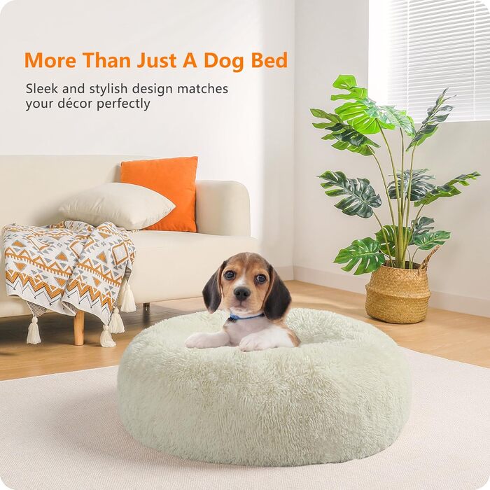 Ортопедичне ліжко для собак, кругле, м'яке, для котів та собак, 60 см, бежеве