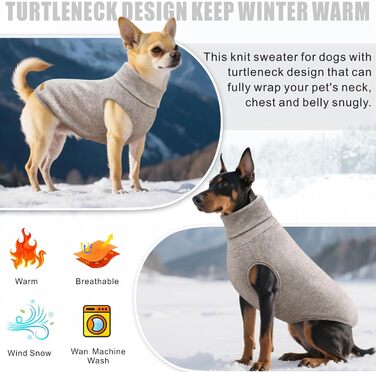 Пуловер для собак Mosucoirl: теплий, стильний, для маленьких, середніх та великих собак XS-4XL, бежевий