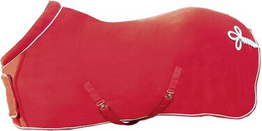 Флісова стібленка для коней HKM 7224 з коміром, стібленка стійлова та виїздна, червона, 145 см