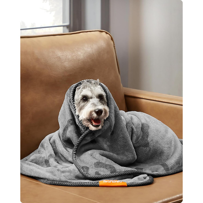 Набір з 3-х ковдр для собак Feandrea, 152 x 127 см, фланель, сірий, для великих і середніх собак, захист дивану