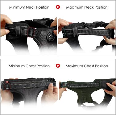 Нашийник для собак великих порід NESTROAD, поводок та ремінь безпеки для авто, чорний, розмір L (обхват шиї 38-48 см, обхват грудей 48-74 см)