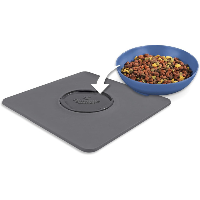 Yummynator килимок з мисками для тварин, антиковзаюча, BPA free, сірий/блакитний, 850 мл, 1 шт.
