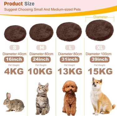 PETCUTE Лежанка для собак, м'яка та тепла, великі породи, велика (40x40 см, темно-коричневий)