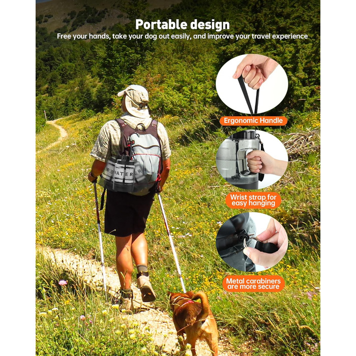 Портативна пляшка для води для собак PETNF, миска для води для собак, не протікає, для великих тварин, ідеально підходить для прогулянок, кемпінгу, пляжу, полювання та інших активностей