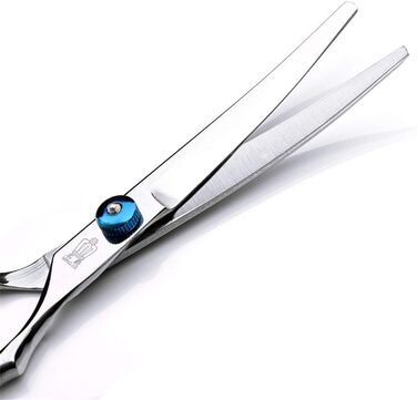 Набір професійних ножиць для грумінгу собак та котів Fellscheren 6 Zoll (15 см) – прямі та зігнуті леза, нержавіюча сталь, блакитний колір