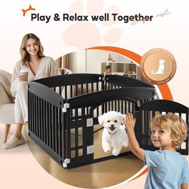 Клітка для собак HealSmart 4-панельна, 61 см, пластик, складана, портативна, біла. Безпечний загін для собак маленьких та середніх порід, для дому та вулиці