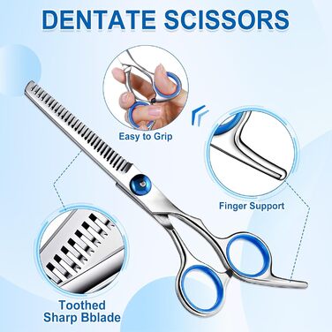 Набір професійних ножиць для собак 5-в-1: вигнуті ножиці з круглою кінцівкою, гребінець для розплутування, титанове покриття, для собак, котів та інших тварин