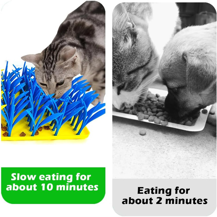 Килимок-іграшка для котів та собак VirgoCCY з силікону, килимок для нюхання, повільний миска, інтерактивний килимок для собак та котів, навчання носом (блакитний та жовтий, один розмір)