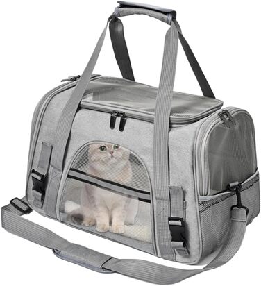 Сумка-переноска для котів та собак | Легка, зручна, дихаюча переноска для тварин на плечі, для прогулянок на вулиці, сірого кольору