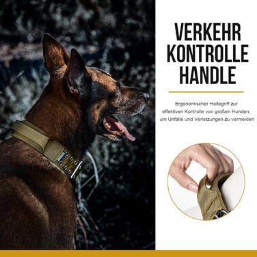 OneTigris Пояс для собак 5см з ручкою та патчем, великий розмір (XL, Коричневий)