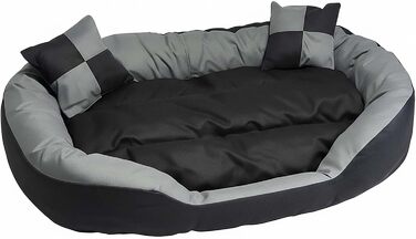 Ліжко для собак Hossis сіре, розмір L 110x80x20 см: м'яке, з подушкою, що перевертається, миється, для великих собак