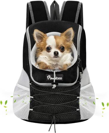Рюкзак-переноска Pawaboo для собак і котів, дихаючий, зручний, середній розмір, чорний, для подорожей і прогулянок
