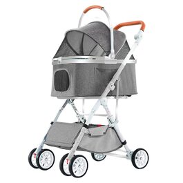 Дитяча коляска для тварин для собак та котів середнього та малого розміру до 20 кг, сірого кольору, знімний рюкзак