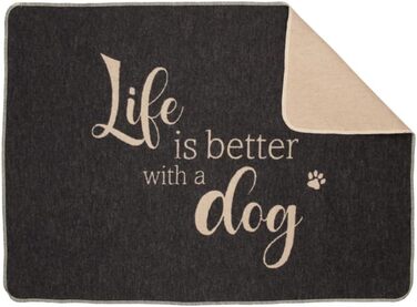 Підстилка для тварин David Fussenegger Life is Better Dog, маленька, антрацитова, 90x70 см, 7319/98