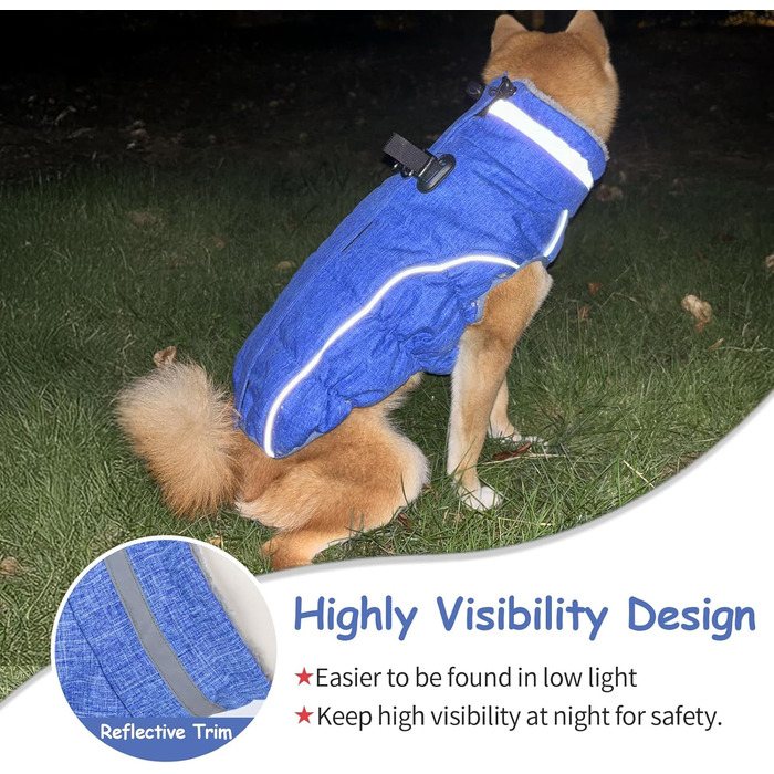 Водонепроникний та вітронепроникний теплий зимовий одяг для собак - куртка з інтегрованим шлейкою, розмір M (також доступний L, колір: синій, червоний)