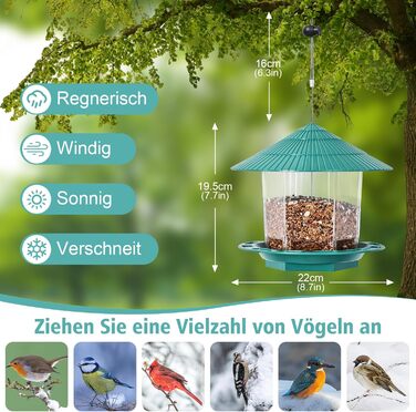 Будинок для пташиного корму Jieayhiu, підвісний, вологостійкий, з запобіжником від падіння, зелений