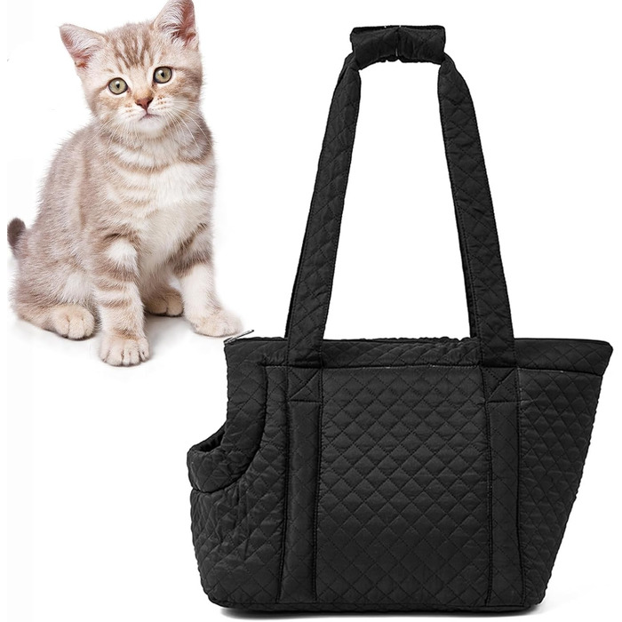 Сумка-переноска для собак та котів | Сумка з бавовни для маленьких собак, зимова переноска, портативна та легка (Чорний)