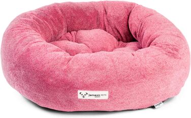 Лежак для собак JAMAXX Deluxe 60 см, круглий, плюшевий, штучне хутро, темно-лососевий, для маленьких собак і котів, праний, трендові кольори