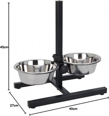 Набір мисок для собак 2 шт. по 1800 мл з нержавіючої сталі, підставка, A040