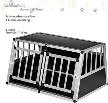 Кія для собак з похилою передньою та задньою стінками 75° - вибір розміру, M (54×69×60 см), для собак вагою до 89 кг