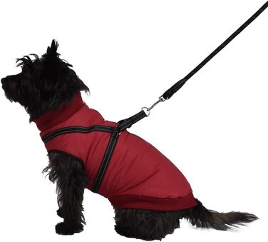 Теплий зимовий нашийник для собак Bobby Easy з інтегрованим повідком, Bordeaux, 34 см