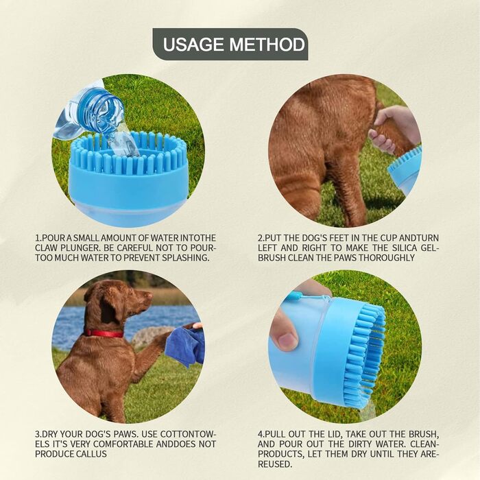 Очисник лап для собак, портативний, силіконовий, для котів та собак, блакитний