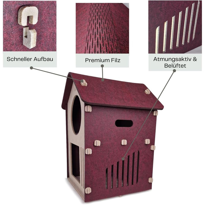 Будиночок для котів XXL Petix Sweet Home 61×40×40 см, бежевий – котяча хатка-ліжко для сну, ігор і схованки, для великих котів, інтер'єрний