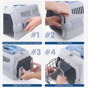 PETCUTE Транспортний бокс для собак та котів: міцний, дихаючий, з зручною ручкою, складний, до 6 кг, сірий+чорний