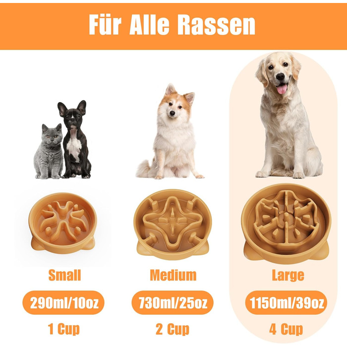 Миска для собак великих порід, 27.1 см, анти-слизька, оранжева