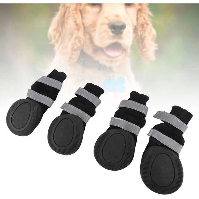 Чоботи для собак Zerodis чорного кольору (4 шт.) - водонепроникні, з антиковзаючою підошвою, теплі захисні чоботи для середніх та великих собак (XL, блакитний)