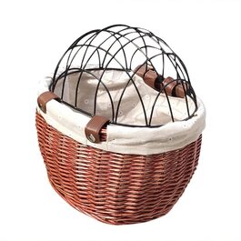 Фарбований плетіний кошик для тварин на велосипед Yeehliny, коричневий, з металевим покриттям, знімний, для собак та котів