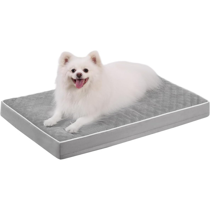 Ортопедичне ліжко для собак KSIIA, 58x43x7 см, сіре - зручне та миється, знімний матрац