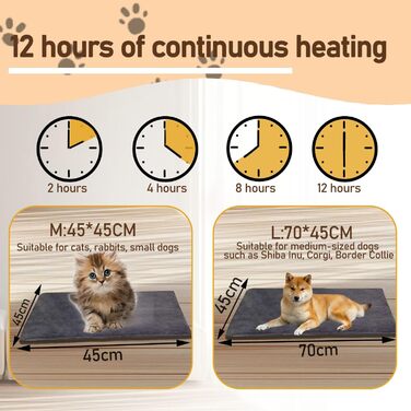 Килимок-грілка для котів та собак, регульована температура та таймер, 45*70 см