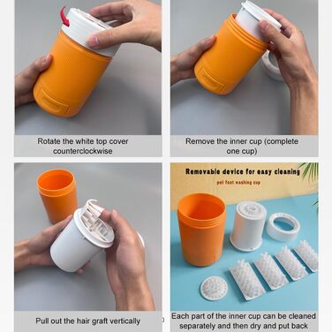 Набір для миття лап собак QUXVUIS з м'якою щетиною - зручне та ефективне очищення лап. ABS, помаранчевий колір