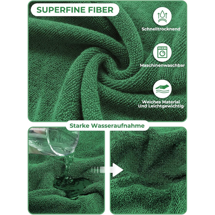 Рушник для собак Badeantel: м'який рушник з мікрофібри, швидковисихаючий, з регульованим коміром на липучці, для собак та котів (XL, зелений)