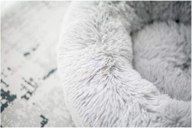 М'яке ліжко-софа для собак Deluxe, кругла, плюшеве, сірого кольору. Підходить для великих та екстра-великих собак. Водонепроникне дно. Розмір: 80 см