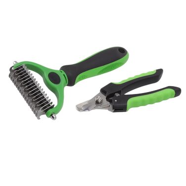 Гребінець для собак та котів Unterwollkamm - двосторонній, з обрізачем для нігтів, з нержавіючої сталі, ергономічна ручка. Ефективне видалення шерсті, ніжний до шкіри.