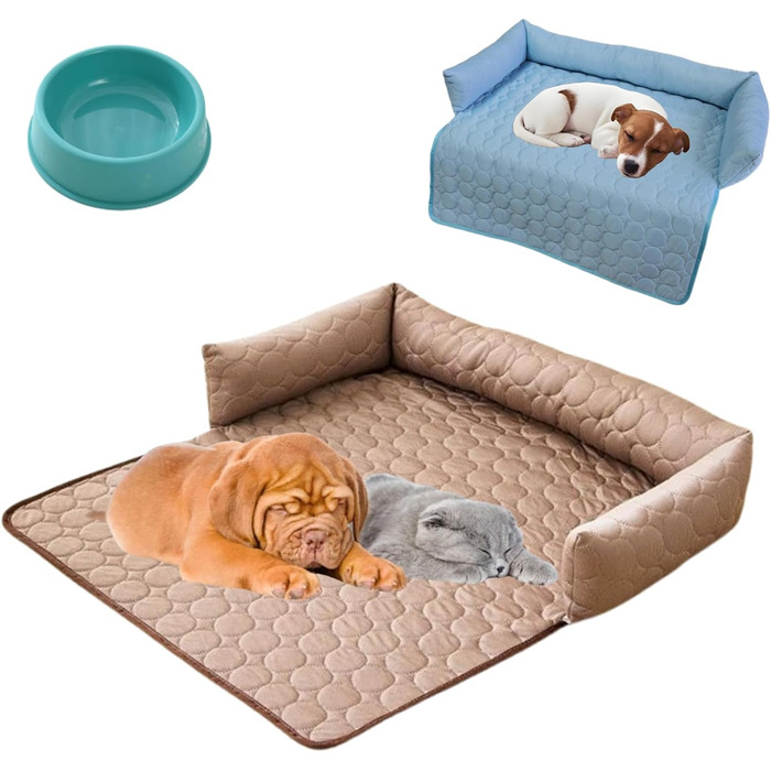 Охолоджуюче ліжко для собак, ліжко-софа для собак, 90х90 см, кавовий колір