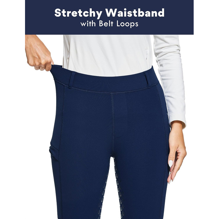 Легінси для верхової їзди FitsT4 T4 Sports Damen Winter з флісу, силіконове сідло, кишені на блискавці, XS, військово-синій