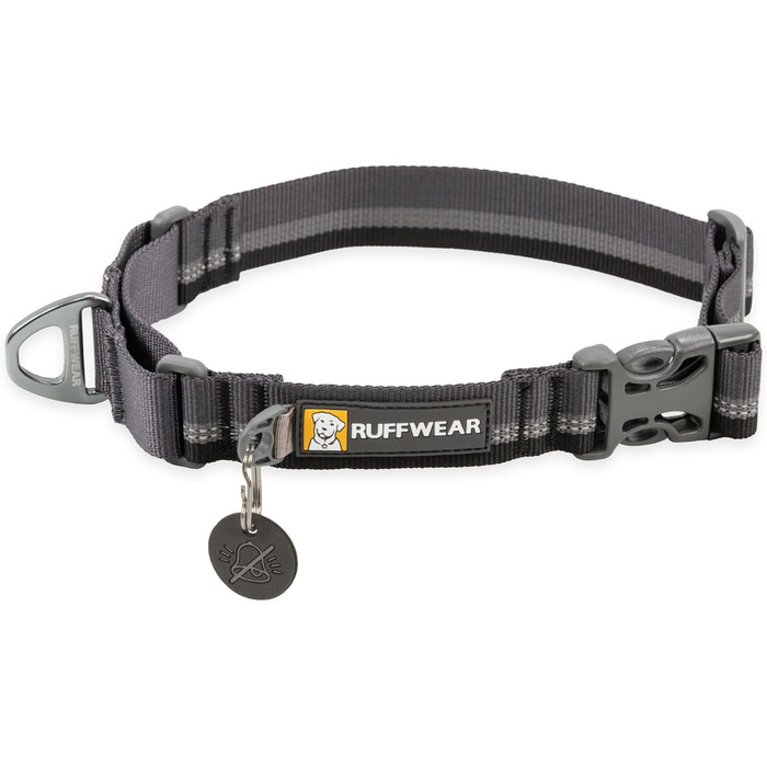 Регульований нашийник RUFFWEAR Web Reaction Martingale з алюмінієвим V-кільцем, світловідбиваючий, для собак, базальтово-сірий, 28-36 см