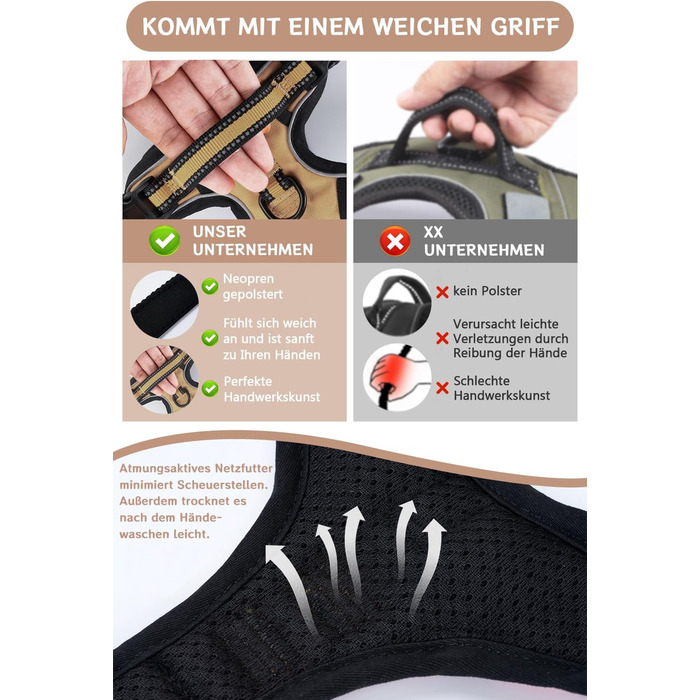 Нашийник для собак BaoCheng Anti Pull: безпечний, дихаючий, з 3 пряжками, для малих, середніх та великих собак, світловідбиваючий (темно-зелений, небесно-блакитний)