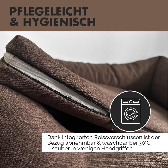 Ортопедичне ліжко для собак Emma | Ліжко-кошик для маленьких та середніх собак (Колір: коричневий, 105x75 см)