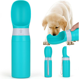 Портативна пляшка для води для собак, нержавіюча сталь, не протікає, диспенсер для води та корму для цуценят, для подорожей, прогулянок, походів та активного відпочинку