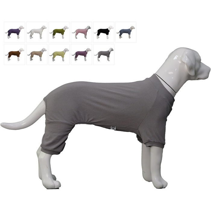 Піжама для собак Lovelonglong з бавовни, теплий халат-боді для собак великих, середніх та маленьких порід, розмір L, темно-сірий
