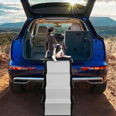 Рампа для собак у машину, складана, регульована висота, до 75 кг (чорний/світло-сірий)