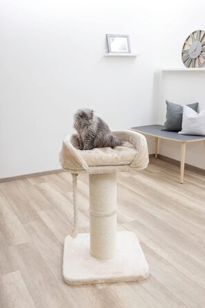 Дряпак для котів Kerbl Toni XL, стійкий, з товстою стійкою та м'яким лежаком, для мейн-кунів, 58x58x93 см, бежевий