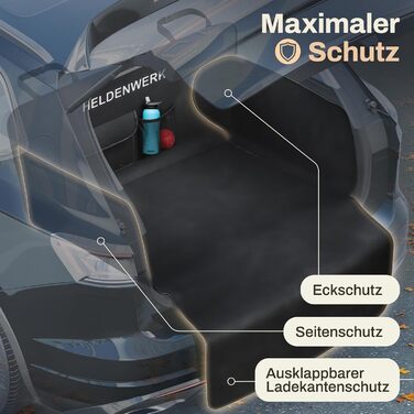 Захист для багажника автомобіля від бруду та подряпин для собак HELDENWERK, стежка, захист бокових стінок та краю, водовідштовхувальний, анти-царапин, універсальний, чорний (Basic)