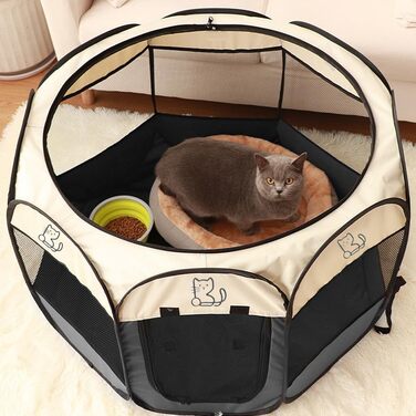 Клітка-загон для цуценят та дрібних тварин, 74x74x43 см, для собак, котів, кроликів та інших дрібних тварин, внутрішнє та зовнішнє використання (сірий)